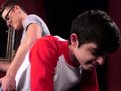 Brunette twink spanking and cumshot